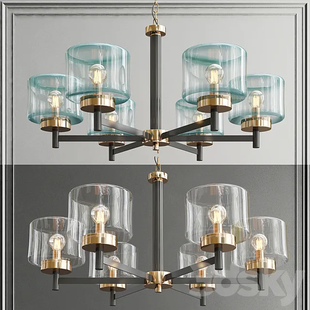 Glass designer chandelier in postmodern style 3D Model