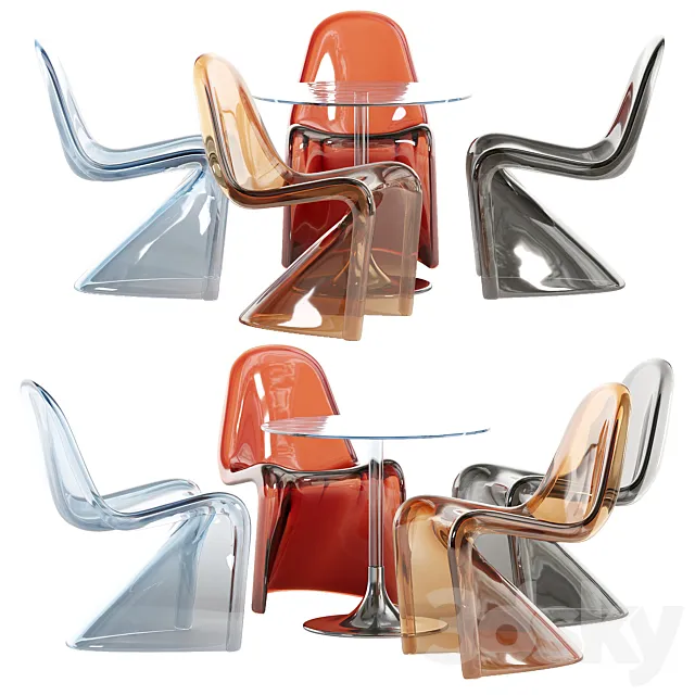 glass dining set 3DModel