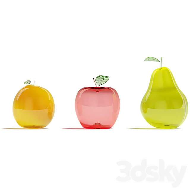 Glass fruits 3D Model