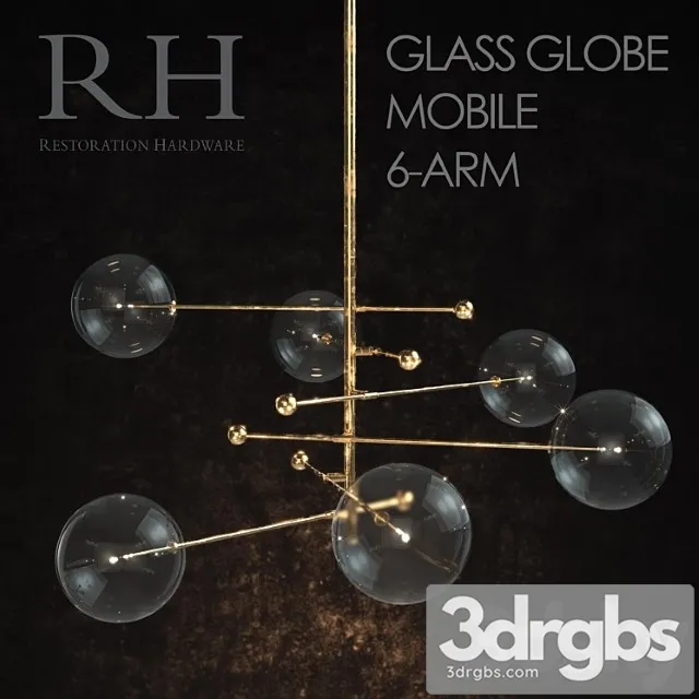 Glass Globe Mobile 6 Arm 3D Model Free