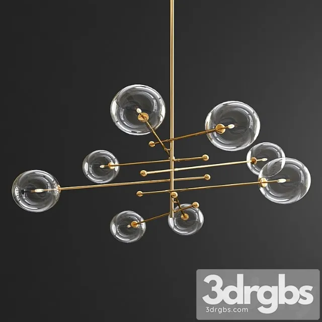Glass globe mobile 8 arm chandelier - gold