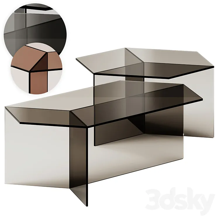 Glass Isom Oblong and Square Coffee Tables by Sebastian Scherer 3D Model Free
