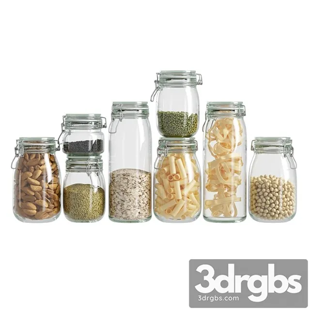Glass Jar Set 3D Model Free