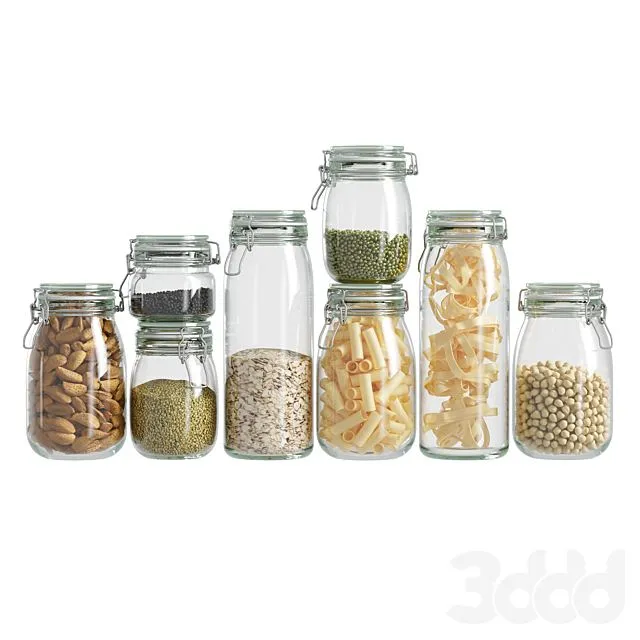 glass jar set 3D Model