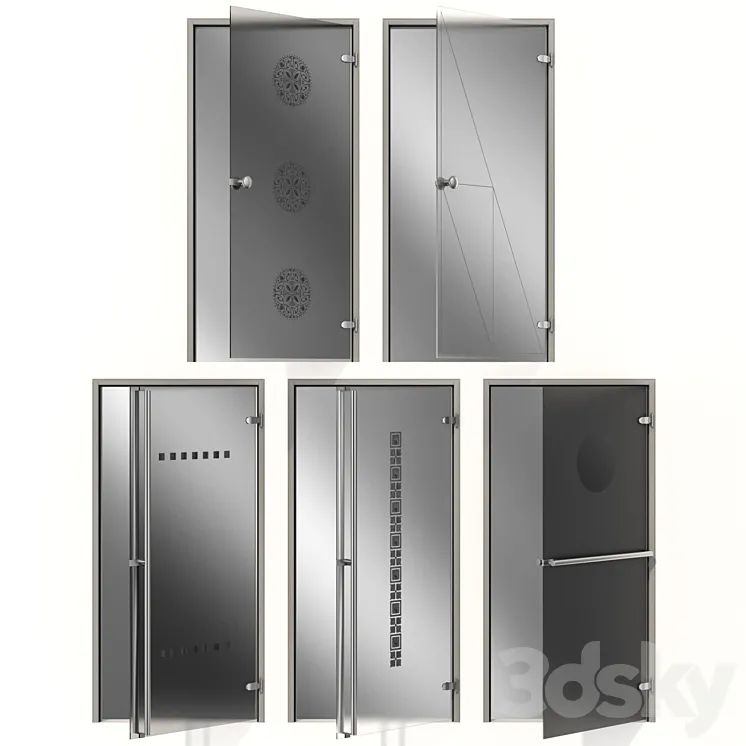 Glass metal swing door 3D Model Free