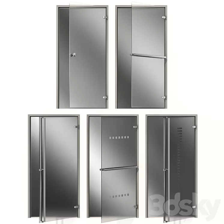Glass metal swing door 3D Model