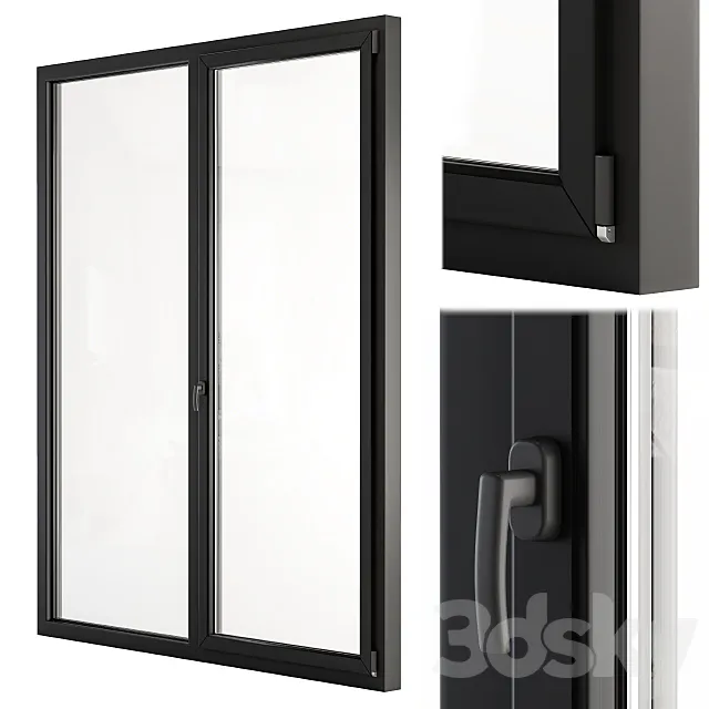 Glass Modern Door Black 3D Model