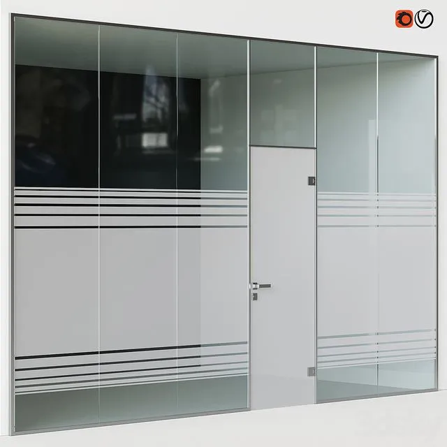 Glass office partitions Doors 3D Model