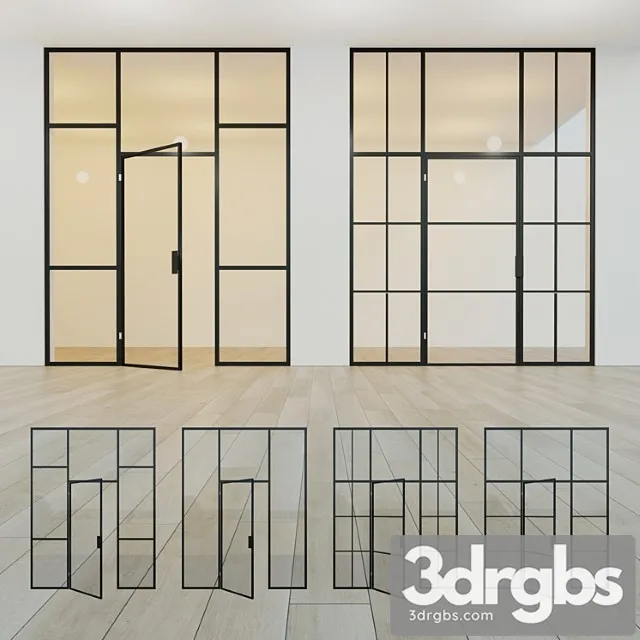 Glass partition. a door. 12 3D Model Free
