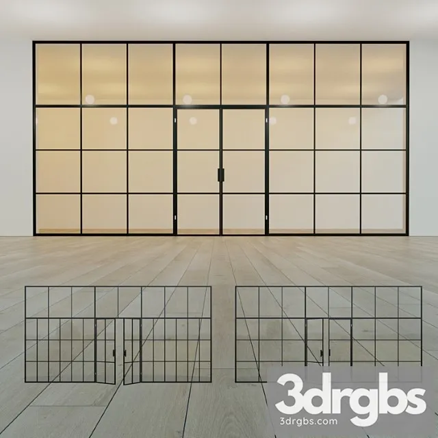 Glass partition. a door. 17 3D Model Free
