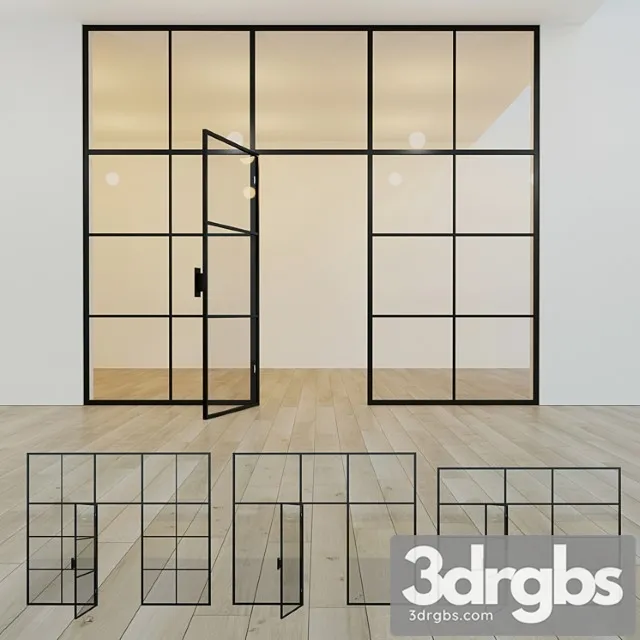 Glass partition. a door. ten 3D Model Free