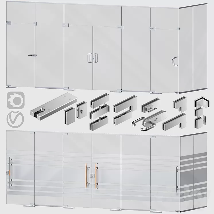 Glass partitions and doors 3D Model