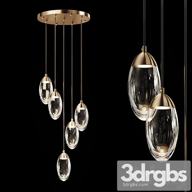 Glass pendant light combination fiera 5 3D Model Free
