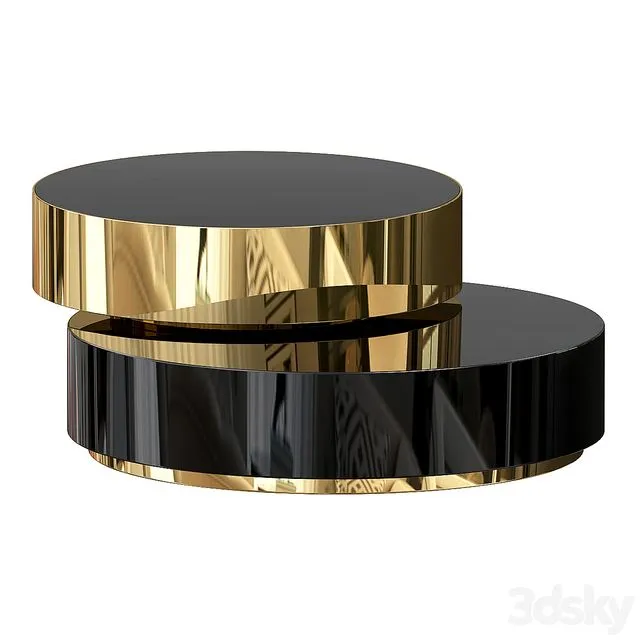 Glass round coffee table with marble surface for living room 3D Model