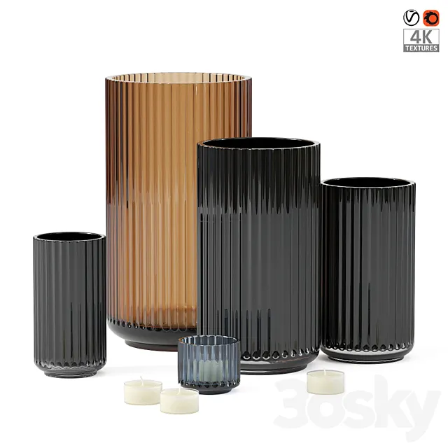 Glass vases with candleholders Lyngby Porcelæn 3D Model