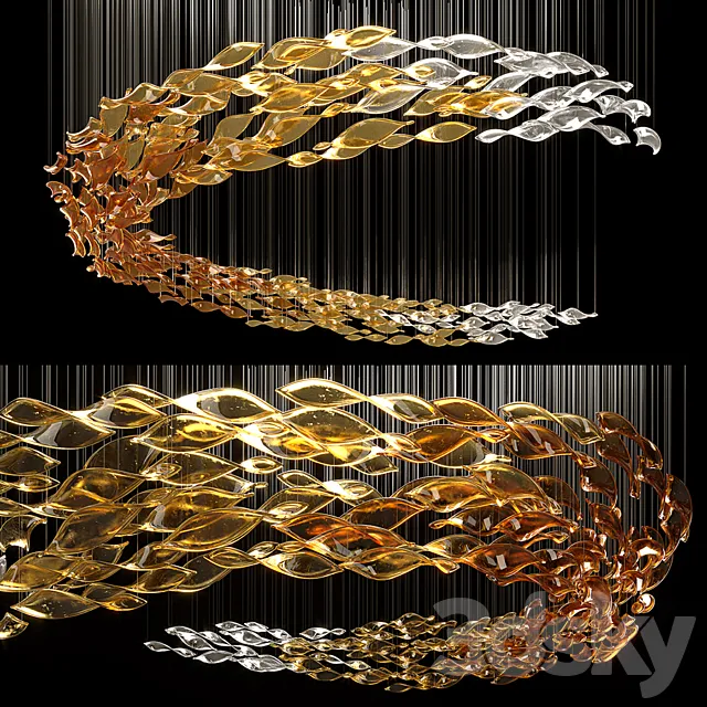 Glass Waves Chandelier 3D Model