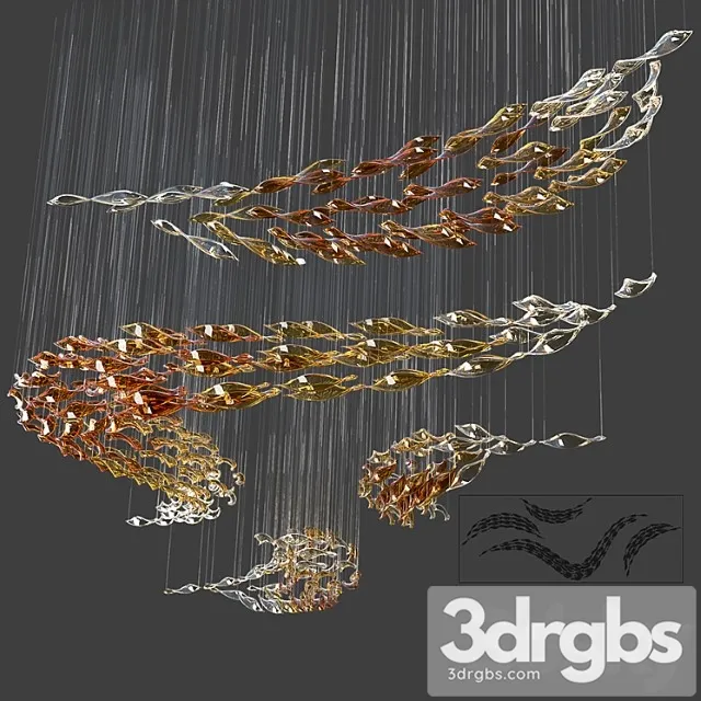 Glass Waves Chandelier S Shape 3D Model Free