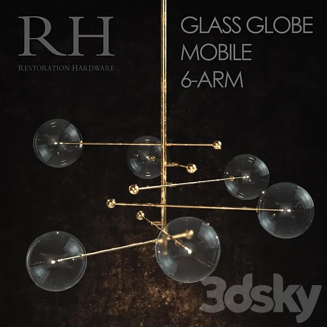 GLASS_GLOBE_MOBILE_6-ARM 3D Model