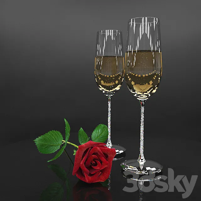 Glasses and Rose Swarovski 3DModel
