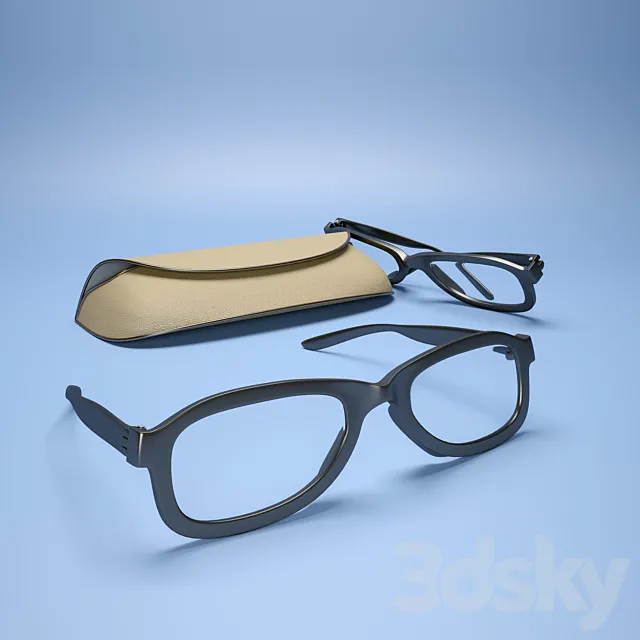 Glasses with case 3DModel