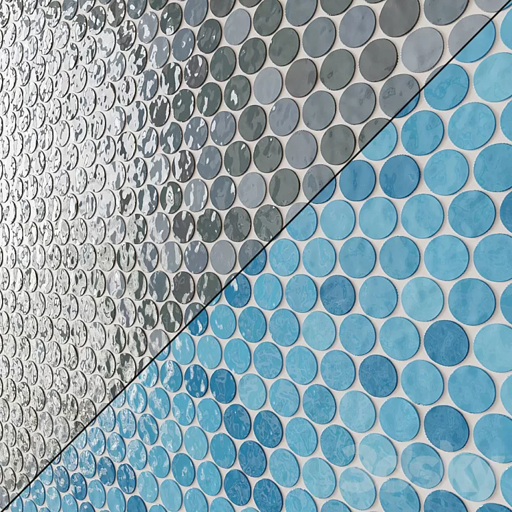 GlassPenny Round Mosaic Wall & Floor Tile 12 Colors 3D Model
