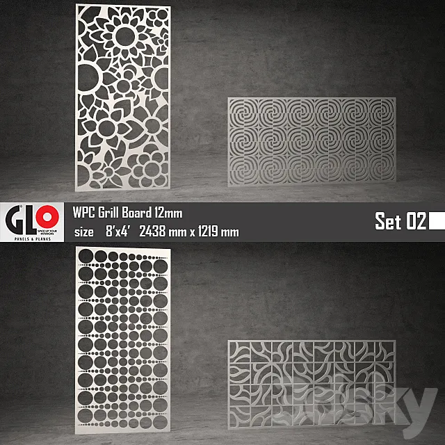 GLO WPC Board 12mm Set 02 3D Model