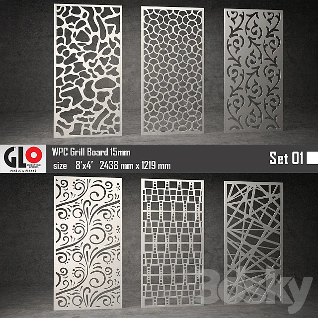 GLO WPC Board 15mm Set 01 3D Model