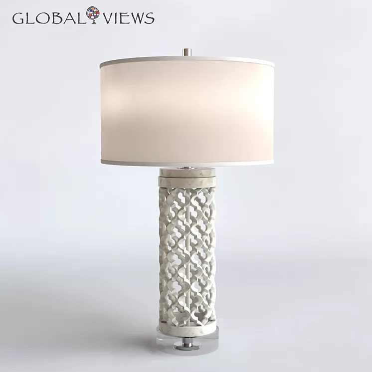 Global Views Lighting Arabesque Round Marble Table Lamp 3D Model