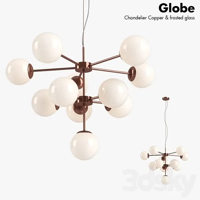 Globe Chandelier Copper Lamp 3DModel