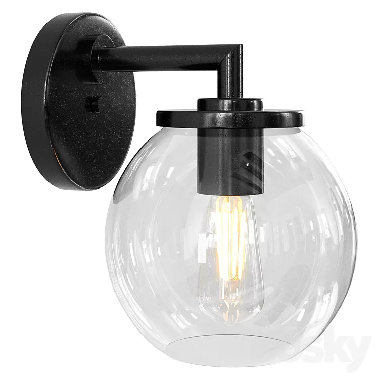 Globe Lanterns Light Black Farmhouse Outdoor Wall Lantern Light 3D Model