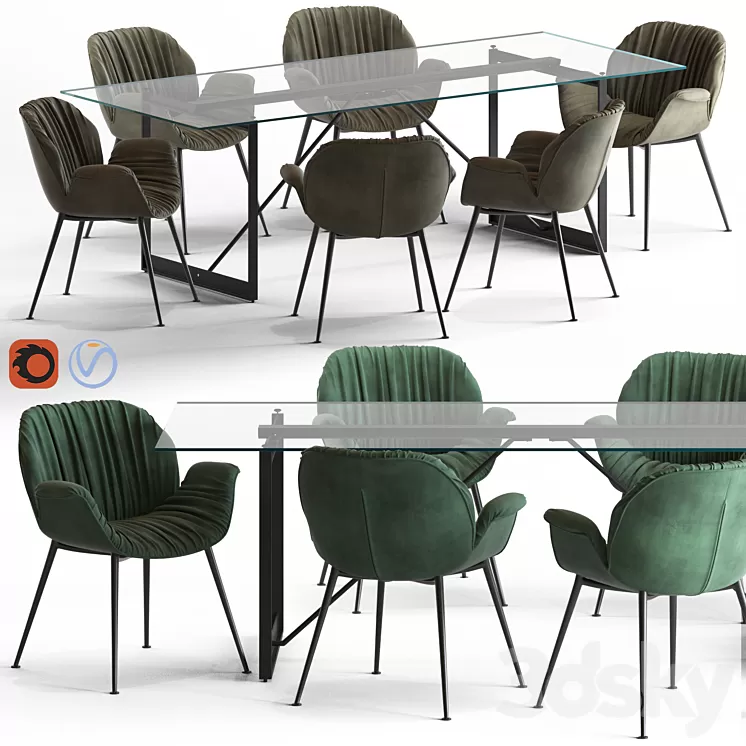 Globewest Abigail Armchair and Barnes Trestle Table 3D Model