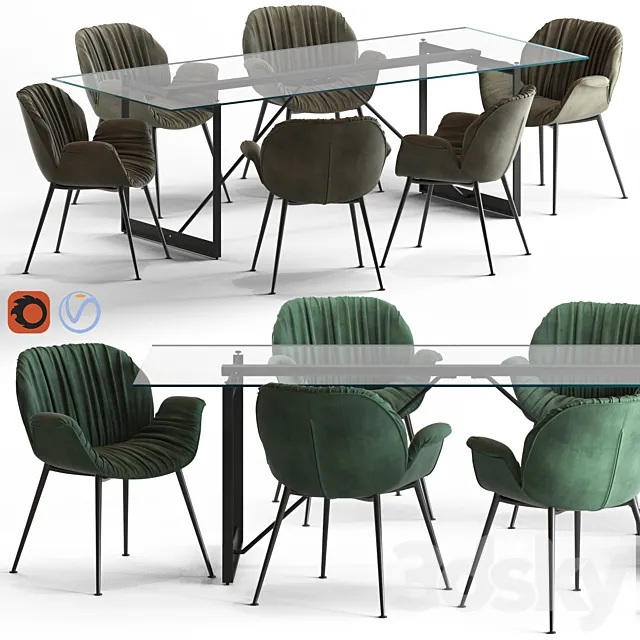 Globewest Abigail Armchair and Barnes Trestle Table 3DModel