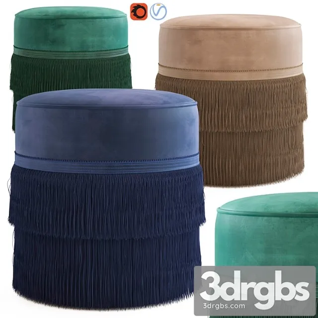 Globewest Kennedy Fringed Ottoman 3D Model Free