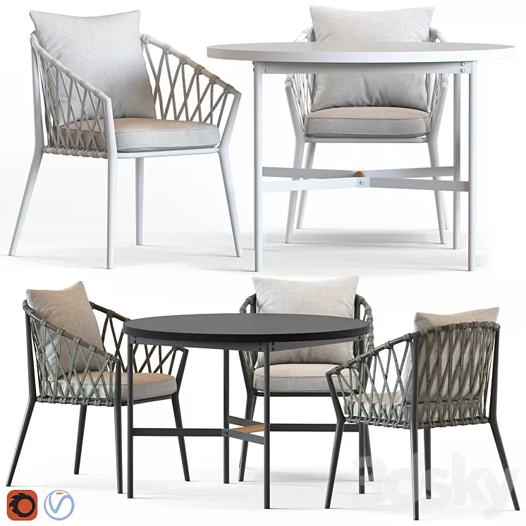 Globewest Maui Armchair and Morgan Table 3D Model