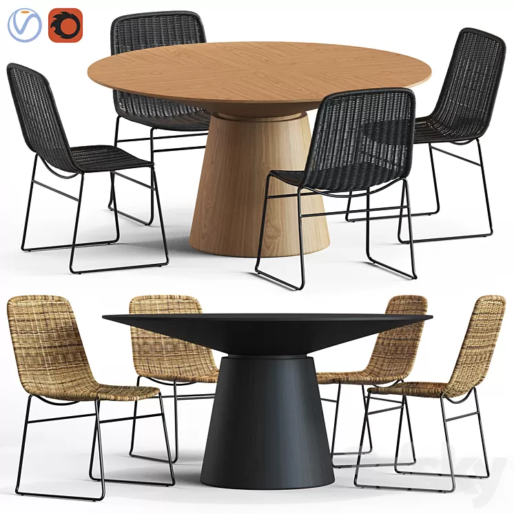 Globewest Olivia Chair and Classique Table 3D Model