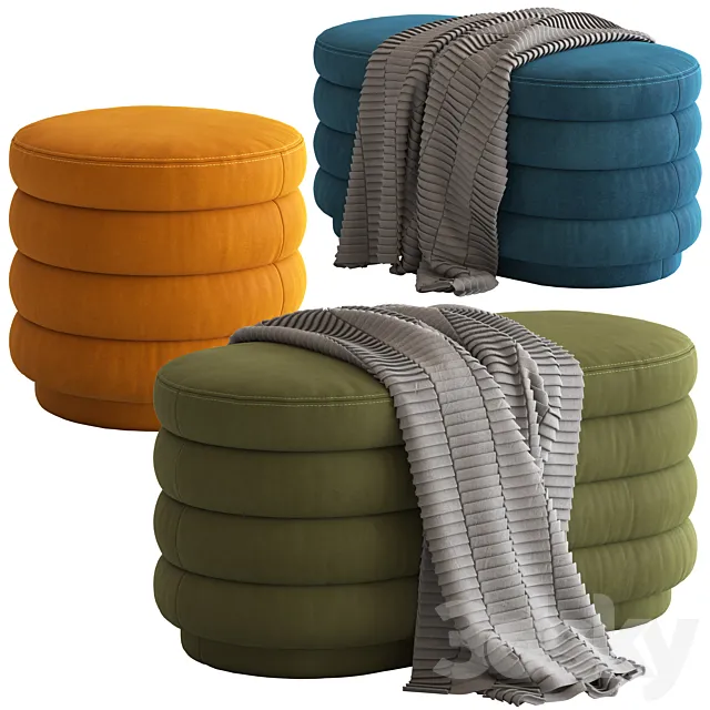 Globewest Ribbed Ottoman 3D Model