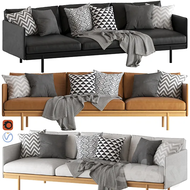 Globewest Tolv Pensive 3-Seater Sofa 3D Model