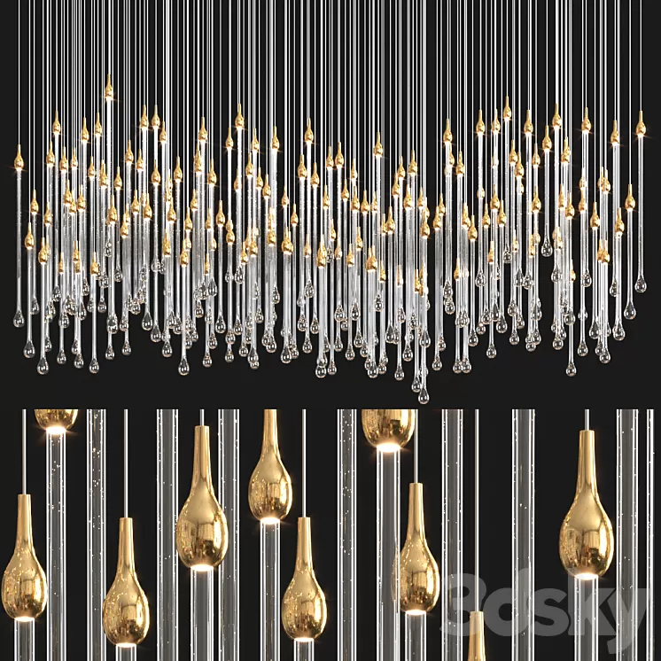 Glockiny tear drop chandelier 3D Model Free
