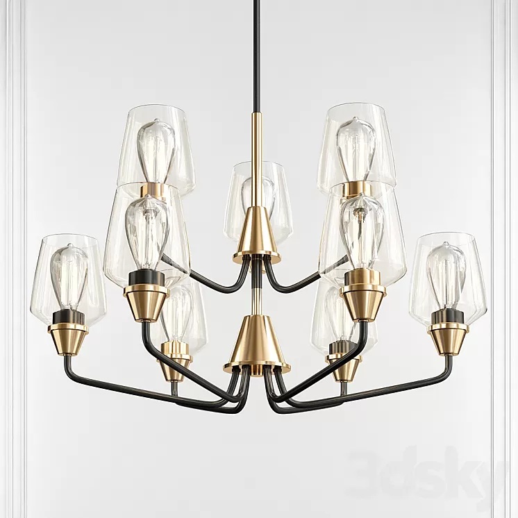 Goblet Bronze Antique Brass 9 Light Chandelier by Maxim Lighting 3D Model