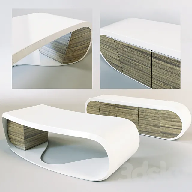 Goggle desk with cabinet by Danny Venlet 3D Model