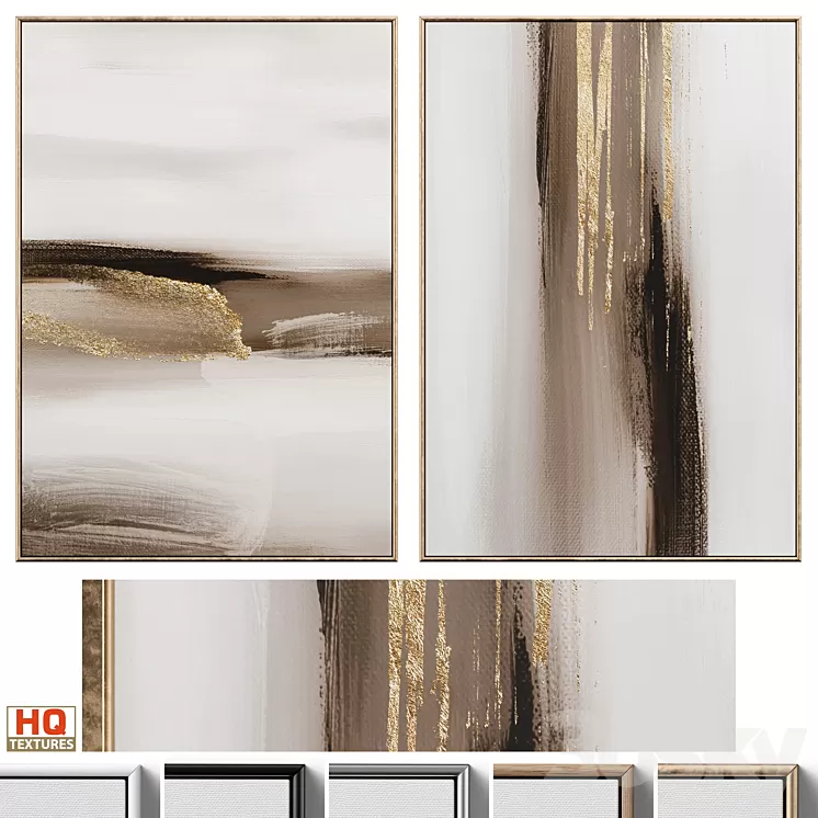 Gold And Brown Accent Abstract Wall Art C-549