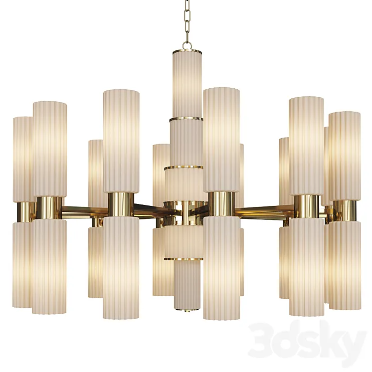 Gold and white glass chandelier 3D Model Free