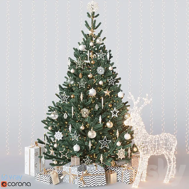 Gold christmas tree Free Download