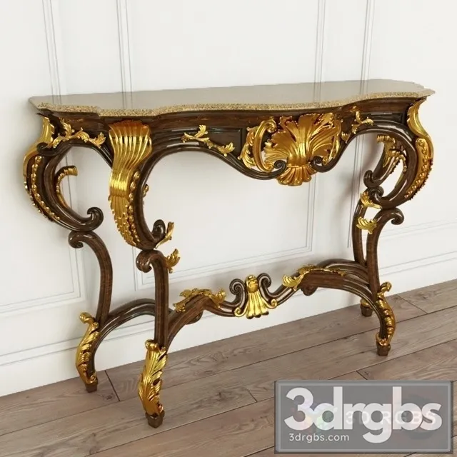 Gold Classic Console 3D Model Free