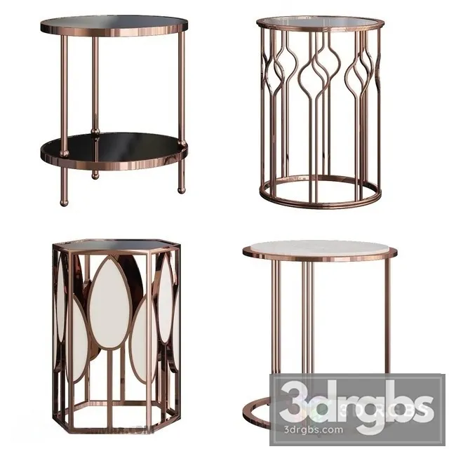 Gold Coffee Table 02 3D Model Free