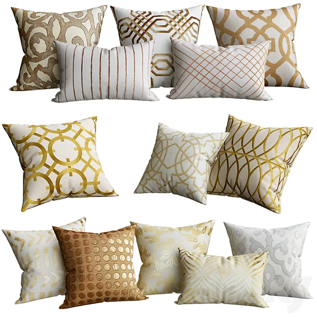 Gold cushion for sofa 3D Model