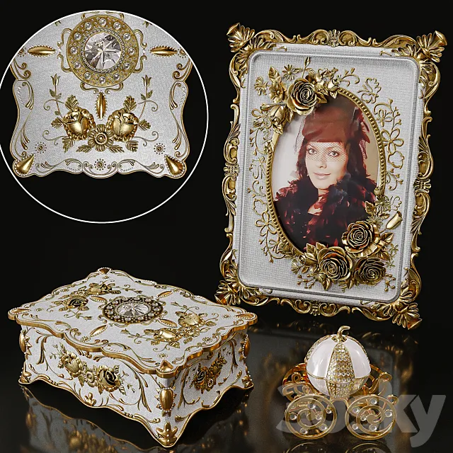 Gold Giftgarden Decor Set 3D Model