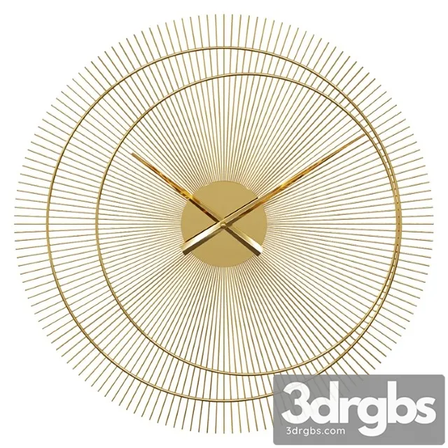 Gold metal clock d60cm wall clock dubai 3D Model Free