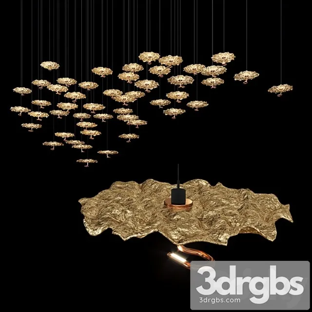 Gold Moon Chandelier 3D Model Free