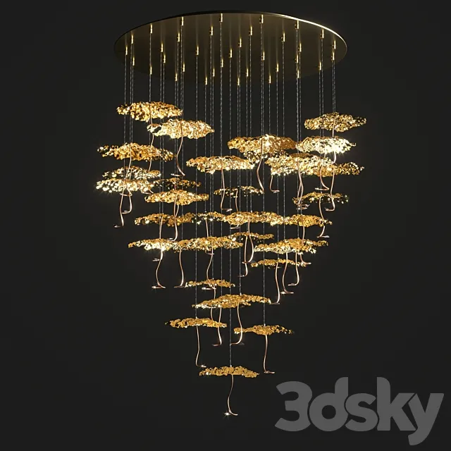Gold Moon Chandelier Catellani & Smith 3DModel